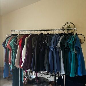 Huge lot of Figs Scrubs- NWT or EUC Tops, Pants, Jackets and Underscrubs